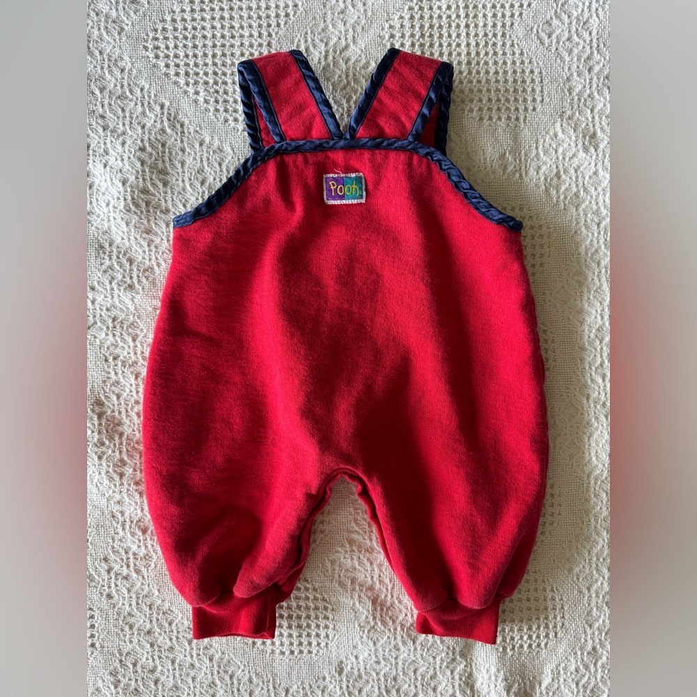 Vintage Winnie the Pooh Christmas Overalls 3/6 months - Picture 3 of 5